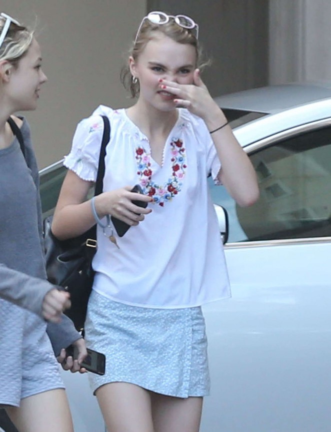 Lily Rose Depp in Mini Skirt Out in Beverly Hills