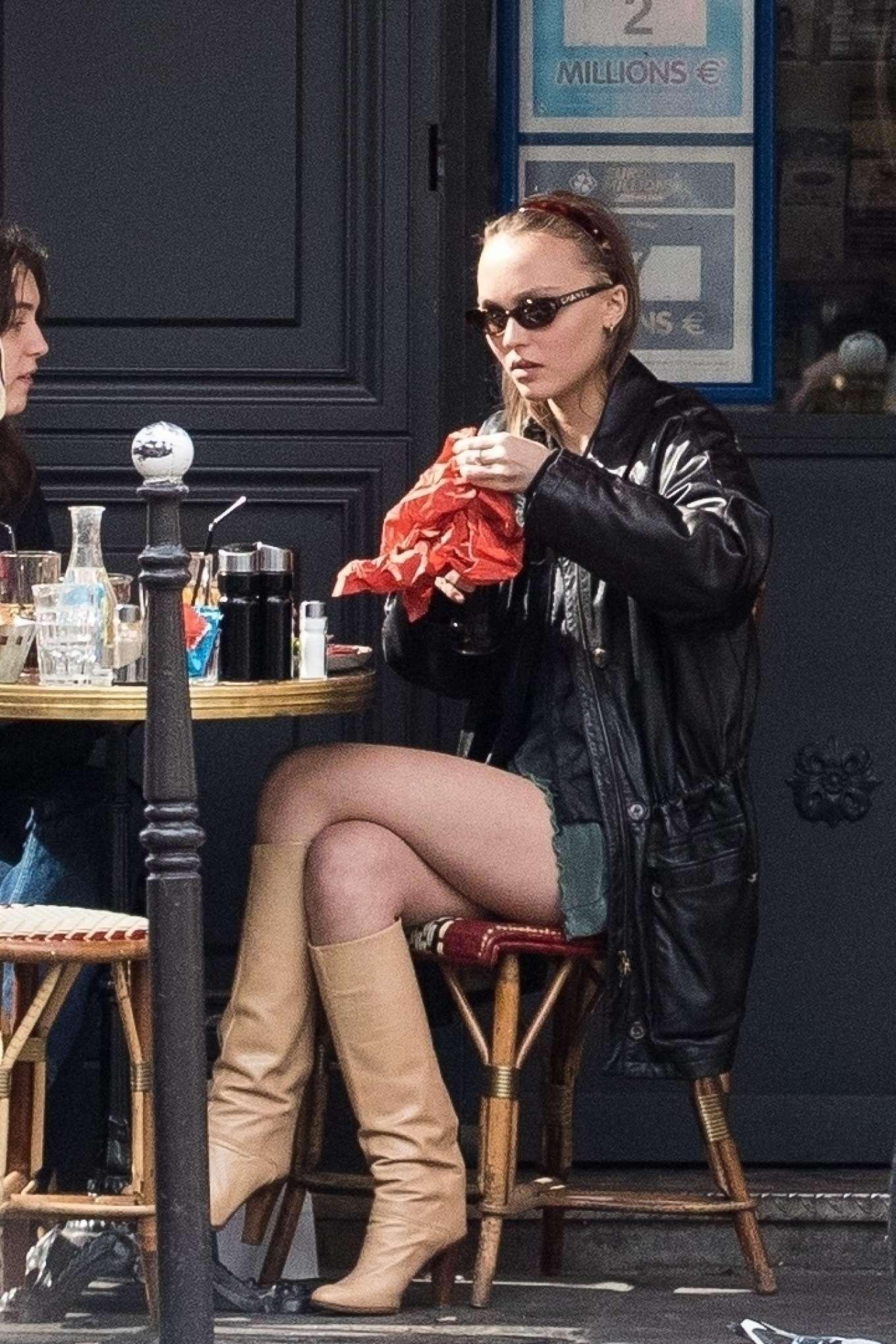 Lily Rose Depp - Out for lunch with a friend in Paris