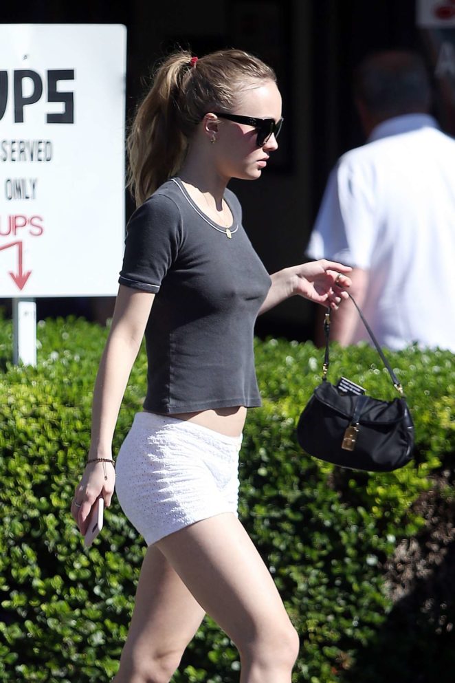 Lily Rose Depp - Wearing T shirt and red shoes out in Studio City