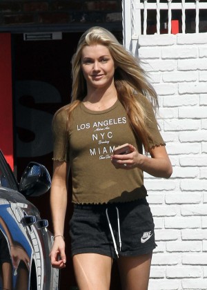 Lindsay Arnold in Shorts at DWTS Studio in Hollywood