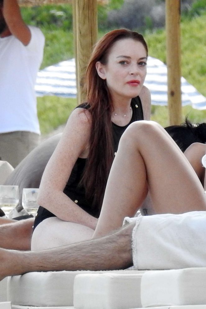 Lindsay Lohan at Lohan Beach Club in Mykonos