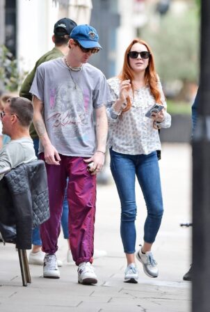 Lindsay Lohan - Out with her new Husband Bader Shammas in London