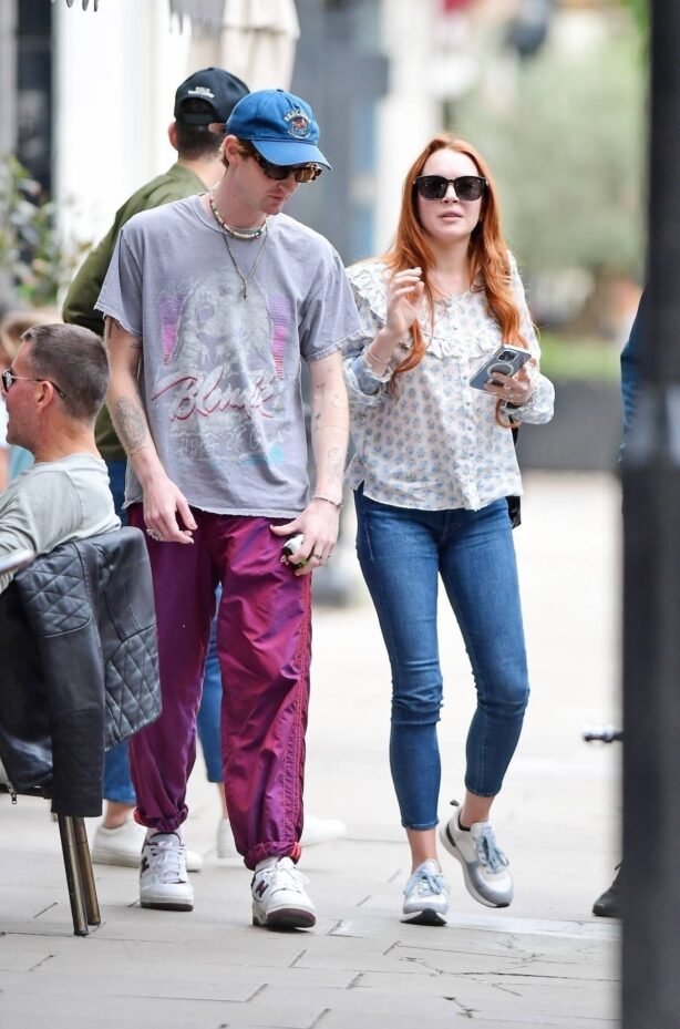 Lindsay Lohan - Out with her new Husband Bader Shammas in London