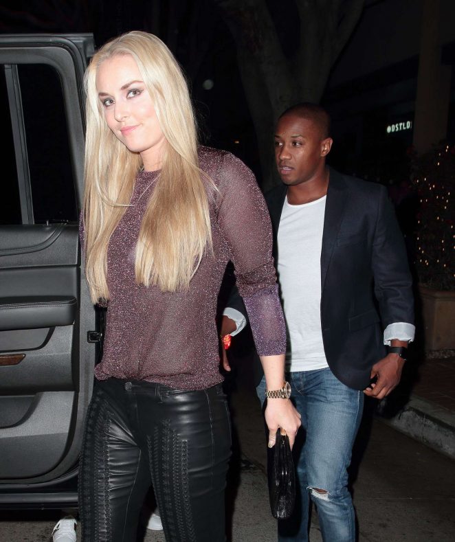 Lindsey Vonn with her boyfriend at Madeo Restaurant in Hollywood
