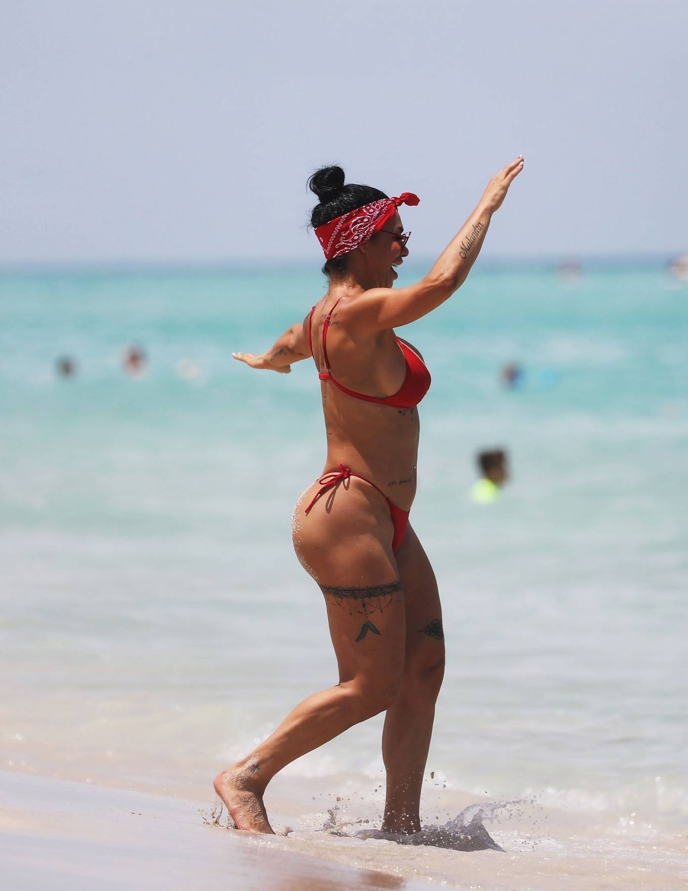 Lis Vega 2020 : Lis Vega - in a red bikini at the beach in Miami-18. 