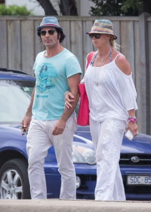 Lisa Curry and boyfriend Mark Andrew Tabone out in Torquay