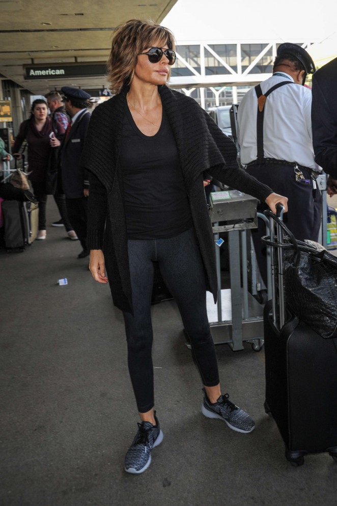 Lisa Rinna in Tights at LAX Airport in Los Angeles