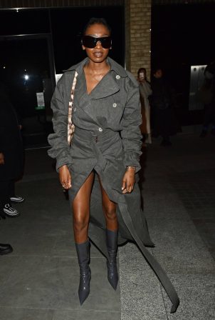 Little Simz - Leaving the British Vogue’s Forces for Change party at The MAINE in Mayfair
