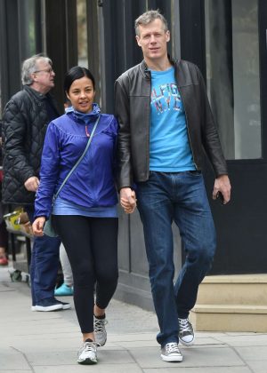 Liz Bonnin with her partner out in London