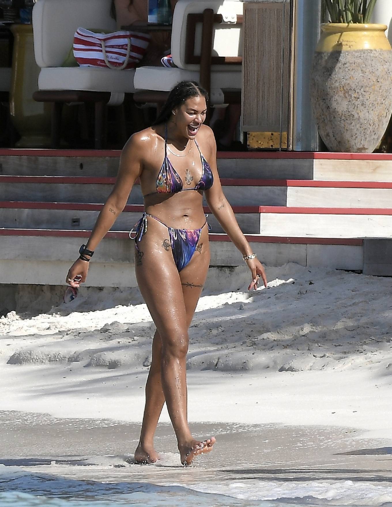 Liz Cambage - In bikini with pals at the Eden Rock Hotel in Saint Barthelem...