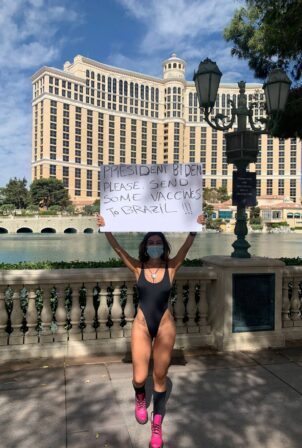 Liziane Gutierrez - In swimsuit in call for Biden to ship vaccines to Brazil in Miami