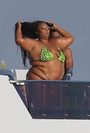 Lizzo - In a green bikini during a 4th of July party on a mega yacht in Marina del Rey