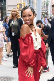Logan Browning - Outside Build Studio in New York City