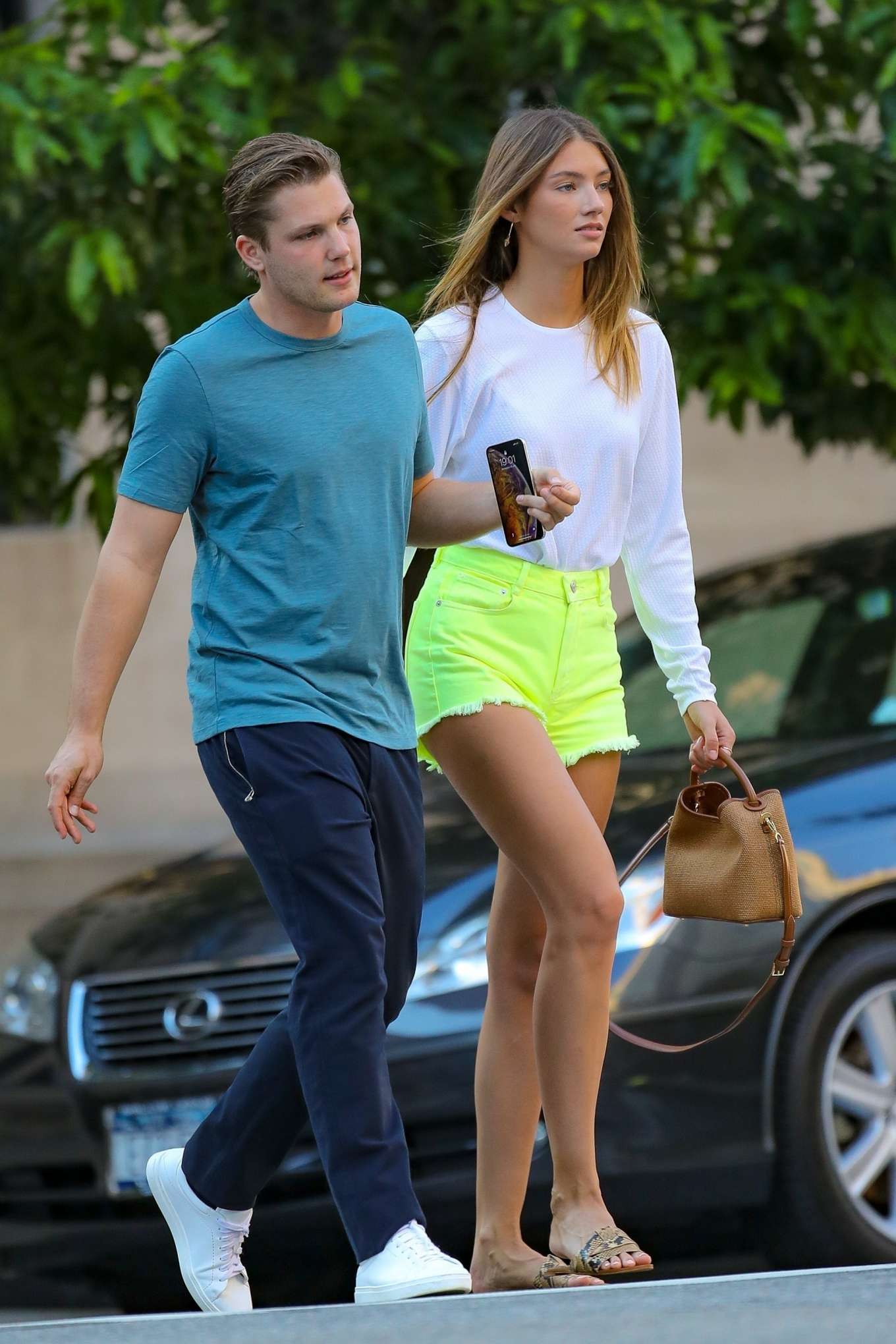Lorena Rae in Neon Shorts â€“ Out in New York