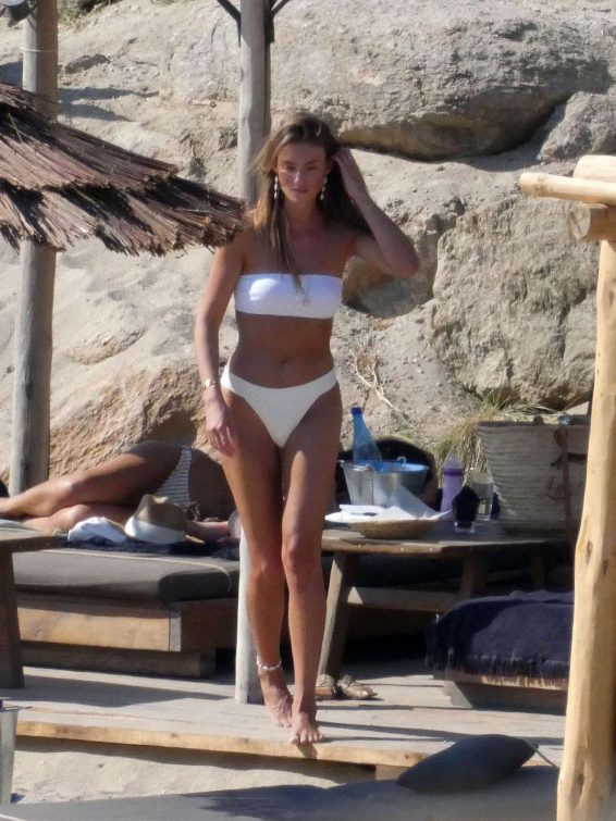 Lorena Rae in White Bikini at the beach in Mykonos