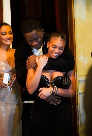 Lori Harvey - With Damson Idris seen as they exit Siena after a party in Paris
