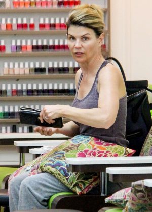 Lori Laughlin gets her nails done at a salon in Beverly Hills