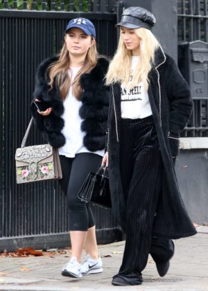 Lottie Moss and Mimi Bouchard out in London