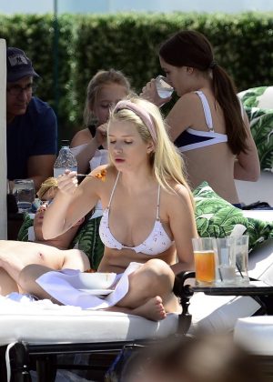 Lottie Moss in White Bikini at the pool in Los Angeles