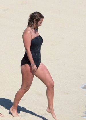 Louise Redknapp in Swimsuit on the beach in St. Barts