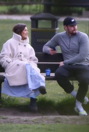 Louise Thompson - Enjoying a coffee in the park in London