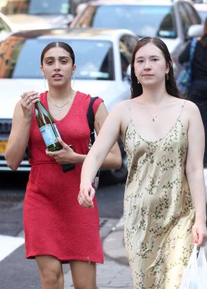Lourdes Leon in Red Mini Dress out in New York