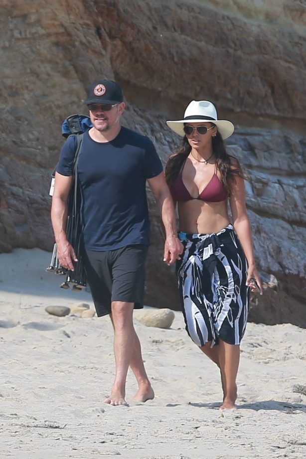 Luciana Barroso in a bikini with Matt Damon at the beach in Malibu