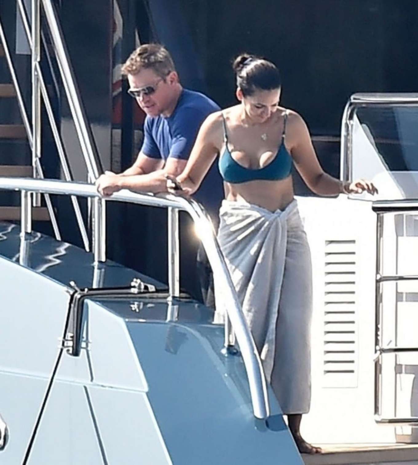 Luciana Barroso in Bikini on a yacht on holiday in Portofino