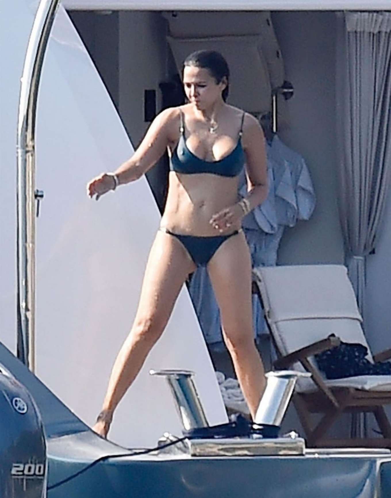 Luciana Barroso in Bikini on a yacht on holiday in Portofino