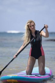 Lucie Donlan - Paddleboarding for a surfwear photoshoot in Fuerteventura