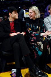 Lucy Boynton and Rami Malek - Washington Wizards and Los Angeles Lakers basketball game in LA