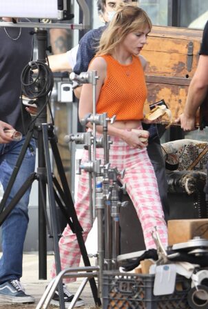 Lucy Boynton - on the set of 'The Greatest Hits' filming in Silver Lake