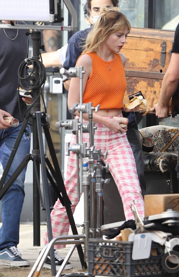 Lucy Boynton - on the set of 'The Greatest Hits' filming in Silver Lake
