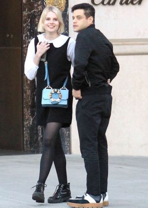 Lucy Boynton with boyfriend on Rodeo Drive in Beverly Hills