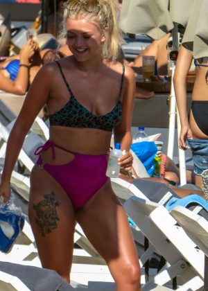 Lucy Fallon in Bikini on the beach on Mykonos