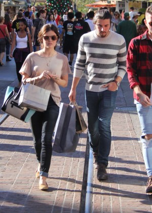 Lucy Hale and her boyfriend at The Grove in Los Angeles