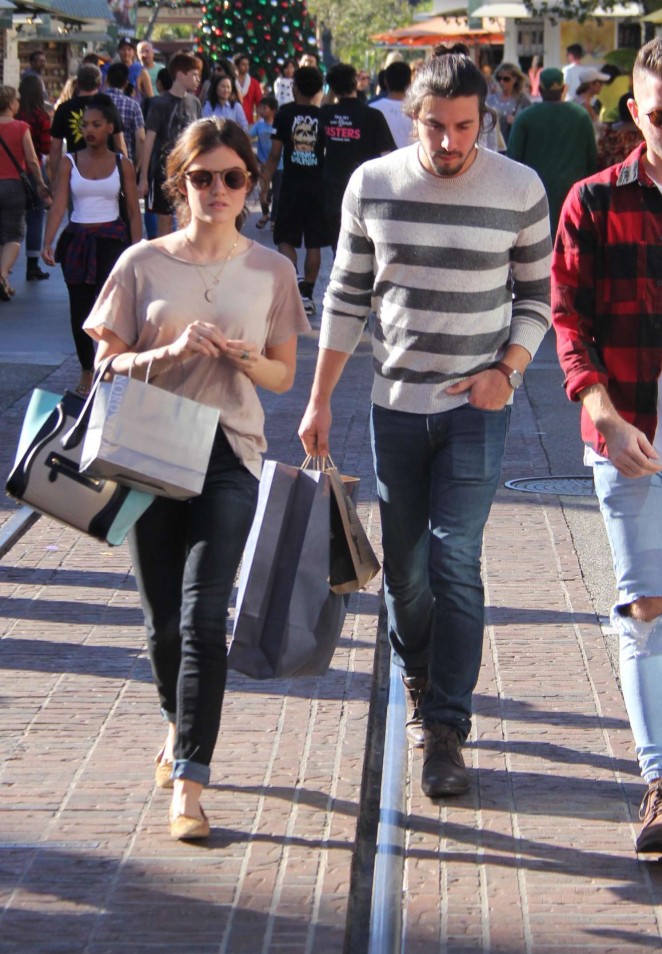 Lucy Hale and her boyfriend at The Grove in Los Angeles