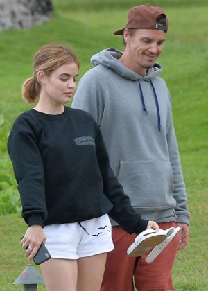 Lucy Hale and Riley Smith on the beach in Maui
