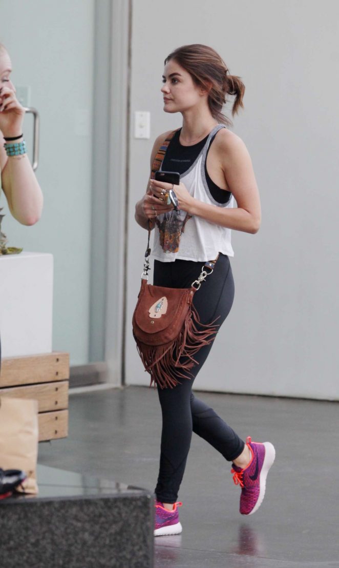 Lucy Hale - Arrives at SoulCycle in West Hollywood