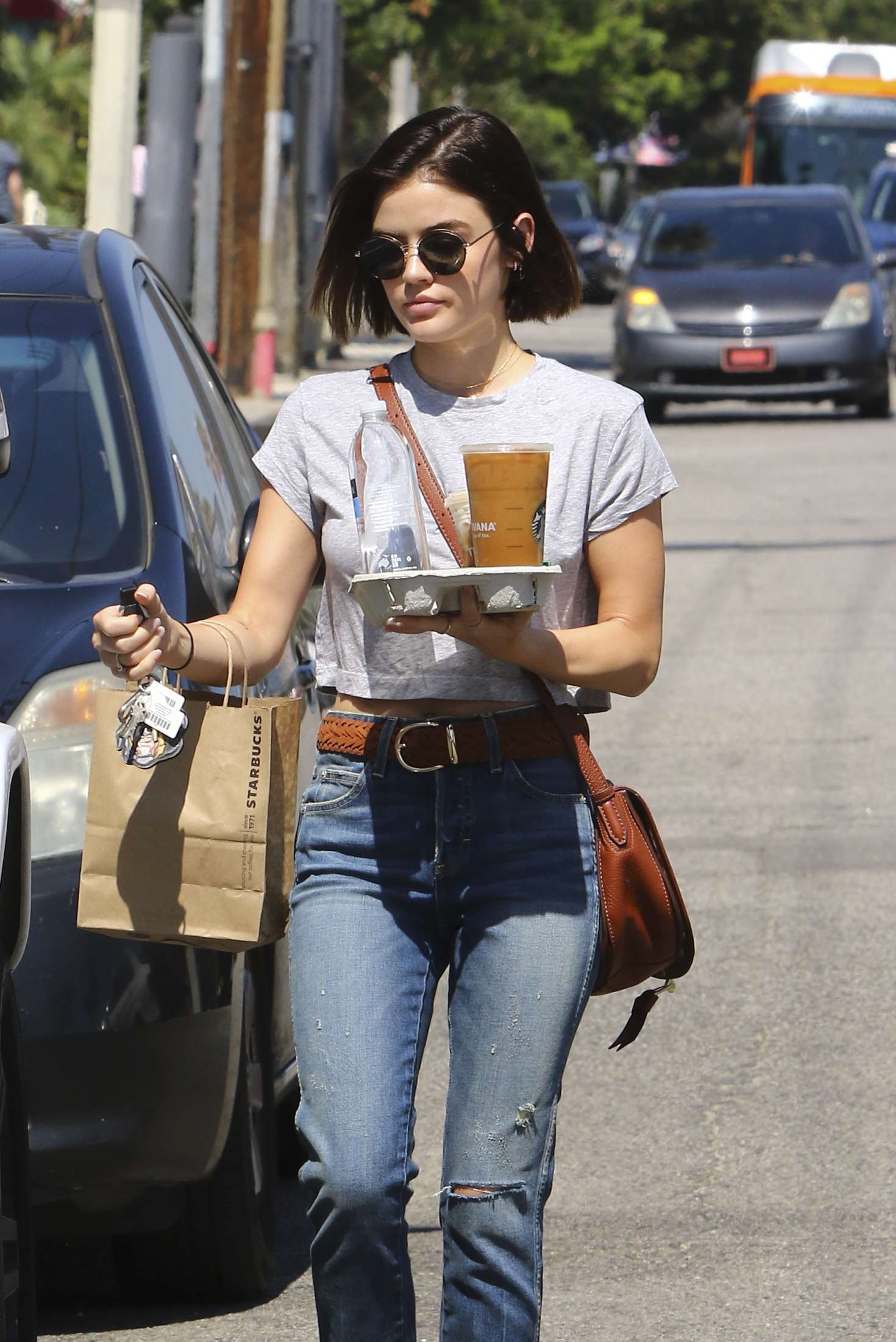 Lucy Hale at Starbucks for a Coffee -07 | GotCeleb