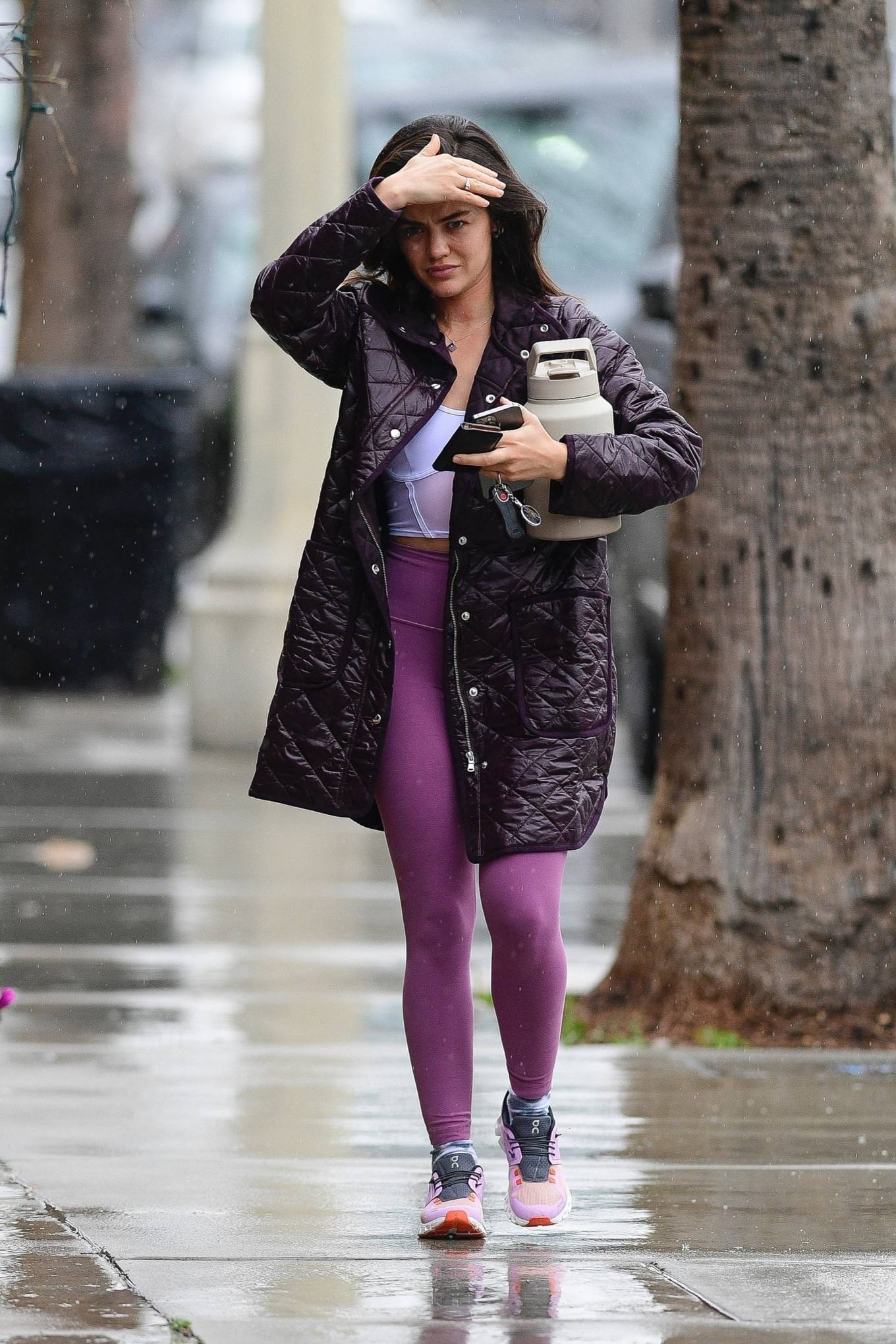Lucy Hale 2023 : Lucy Hale – Braves the rain in Los Angeles-09