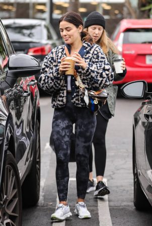Lucy Hale - Fuels up with an iced coffee in Sherman Oaks