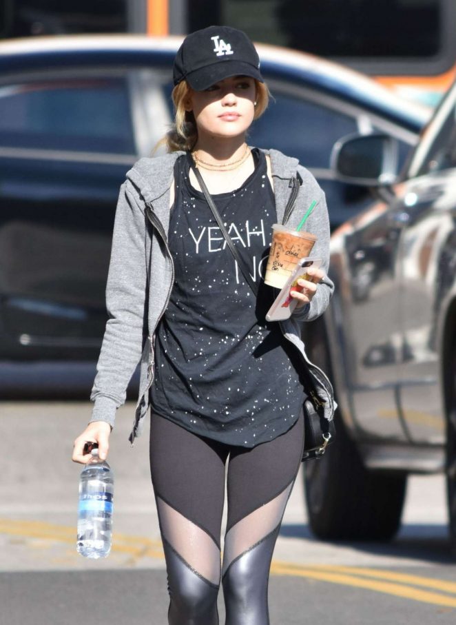 Lucy Hale - Grabbing an Iced Coffee from Starbucks in Studio City