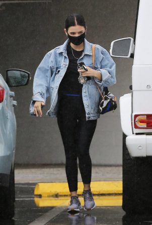 Lucy Hale - Heading to an appointment on a rainy day in Los Angeles