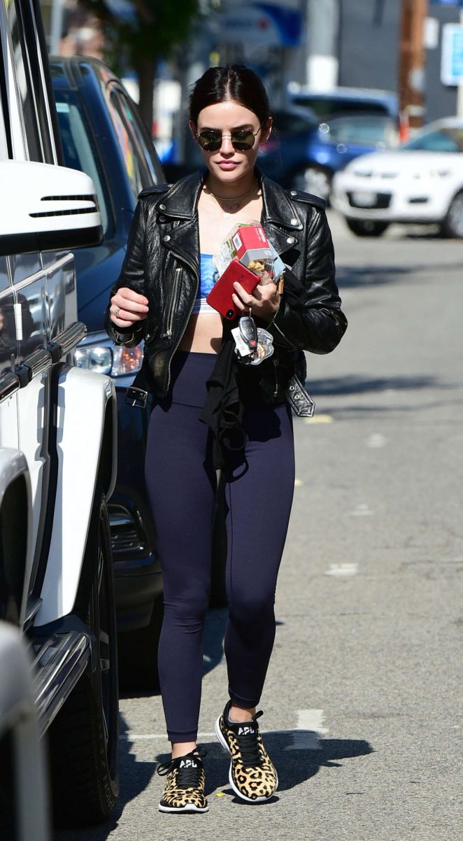 Lucy Hale - Heads to a morning workout in Los Angeles