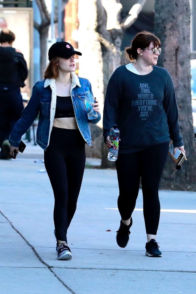 Lucy Hale - Hits up the gym with a girlfriend in Studio City