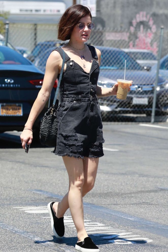 Lucy Hale in Black Dress - Out in Studio City
