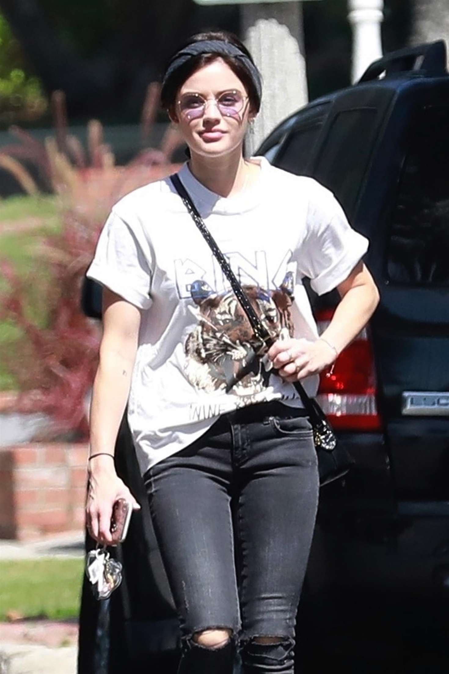 Lucy Hale in Black Ripped Jeans – Out in Studio City | GotCeleb