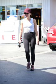 Lucy Hale - In black tights out for errands in LA