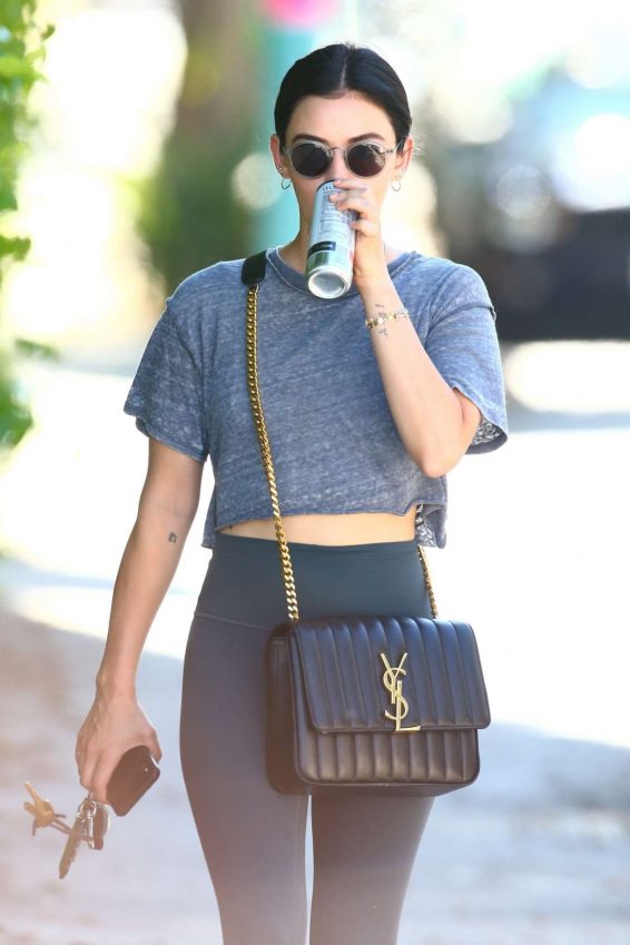 Lucy Hale in her workout gear out in Studio City